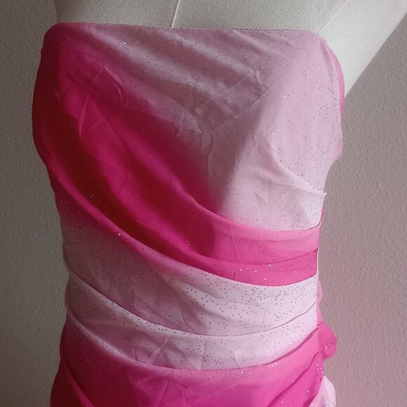 Y2K Pink Shimmery Ombre Fairy Prom Dress - Picture 3 of 5